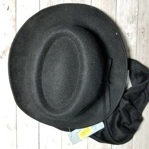 Kate Landry Black Fedora and Scarf. NWT!